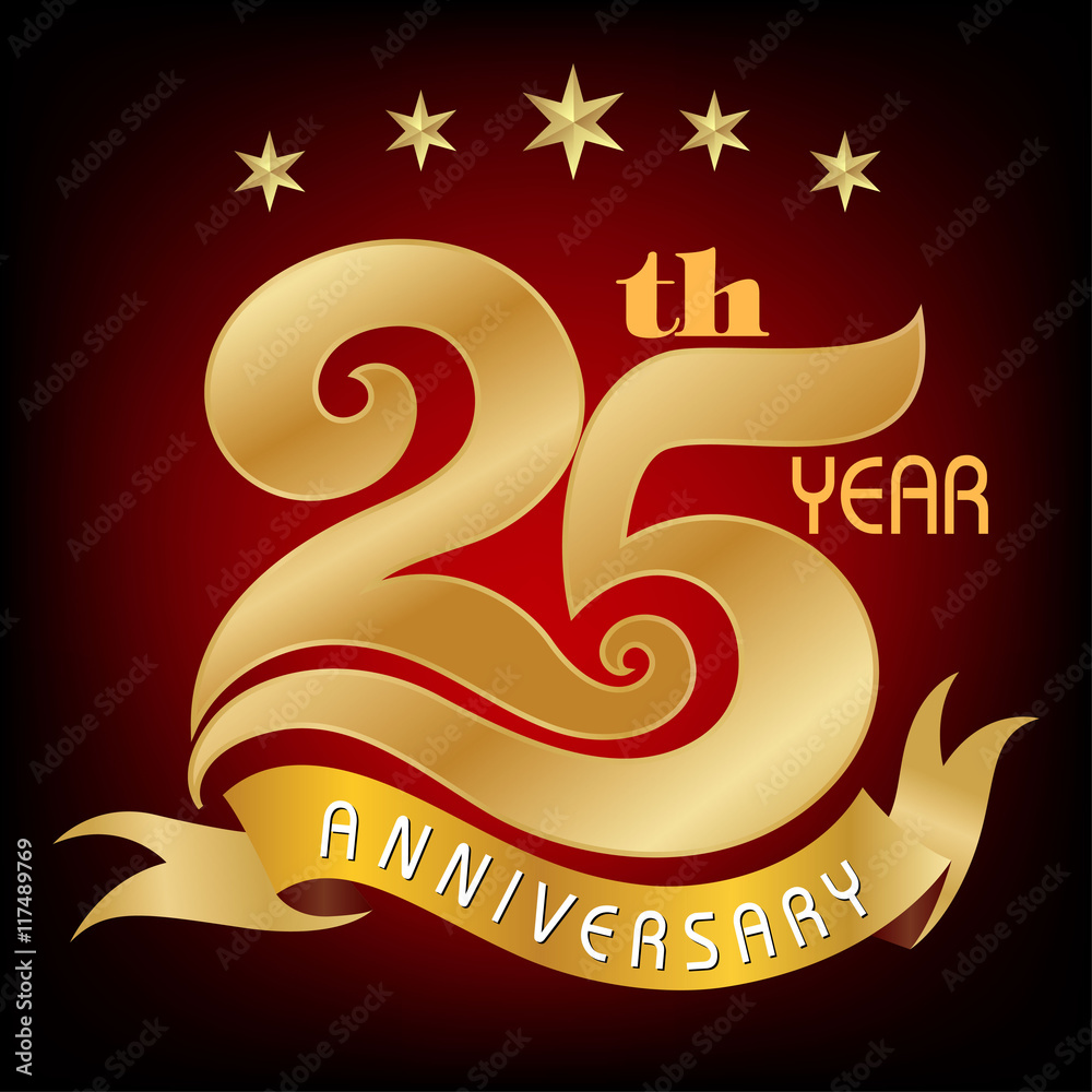 Template logo 25th anniversary vector illustrator.celebration logo ...
