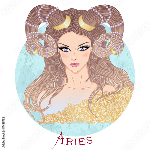 Astrological sign of Aries as a beautiful girl