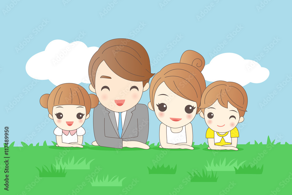 cartoon family is smling happily cartoon family is smling happily