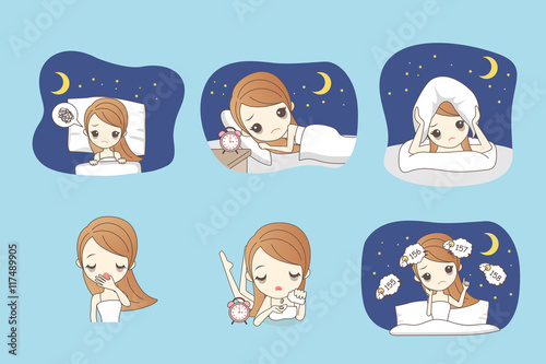 cartoon woman is insomnia