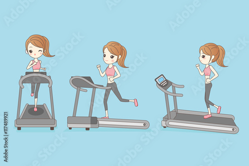 slim woman is running