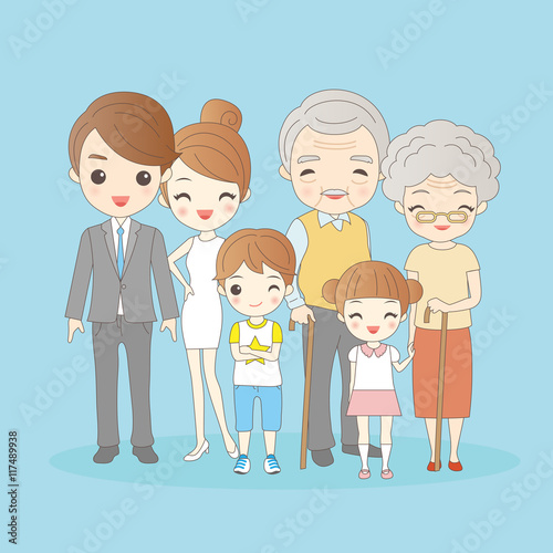  cartoon family is  smling happily
