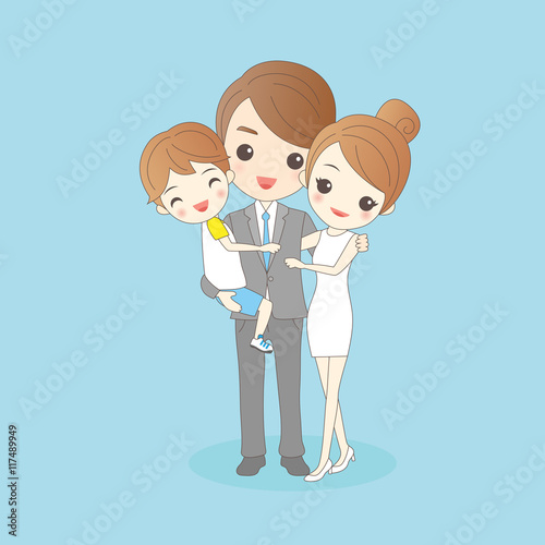  cartoon family is  smling happily