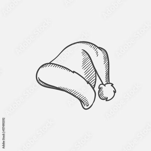 Santa hat sketch icon.