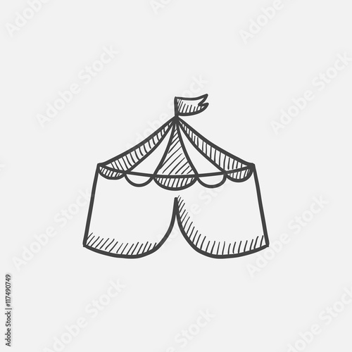 Circus tent sketch icon.