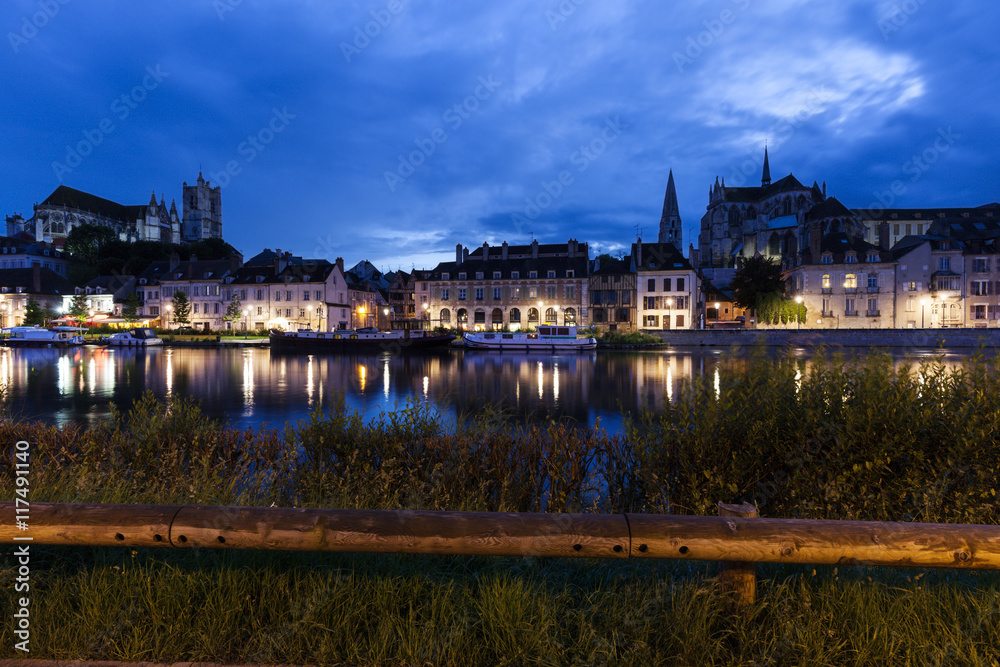 Fototapeta premium Auxerre along Yonne River