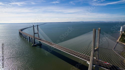 Vasco de Gama bridge aerial view Lisbon photo