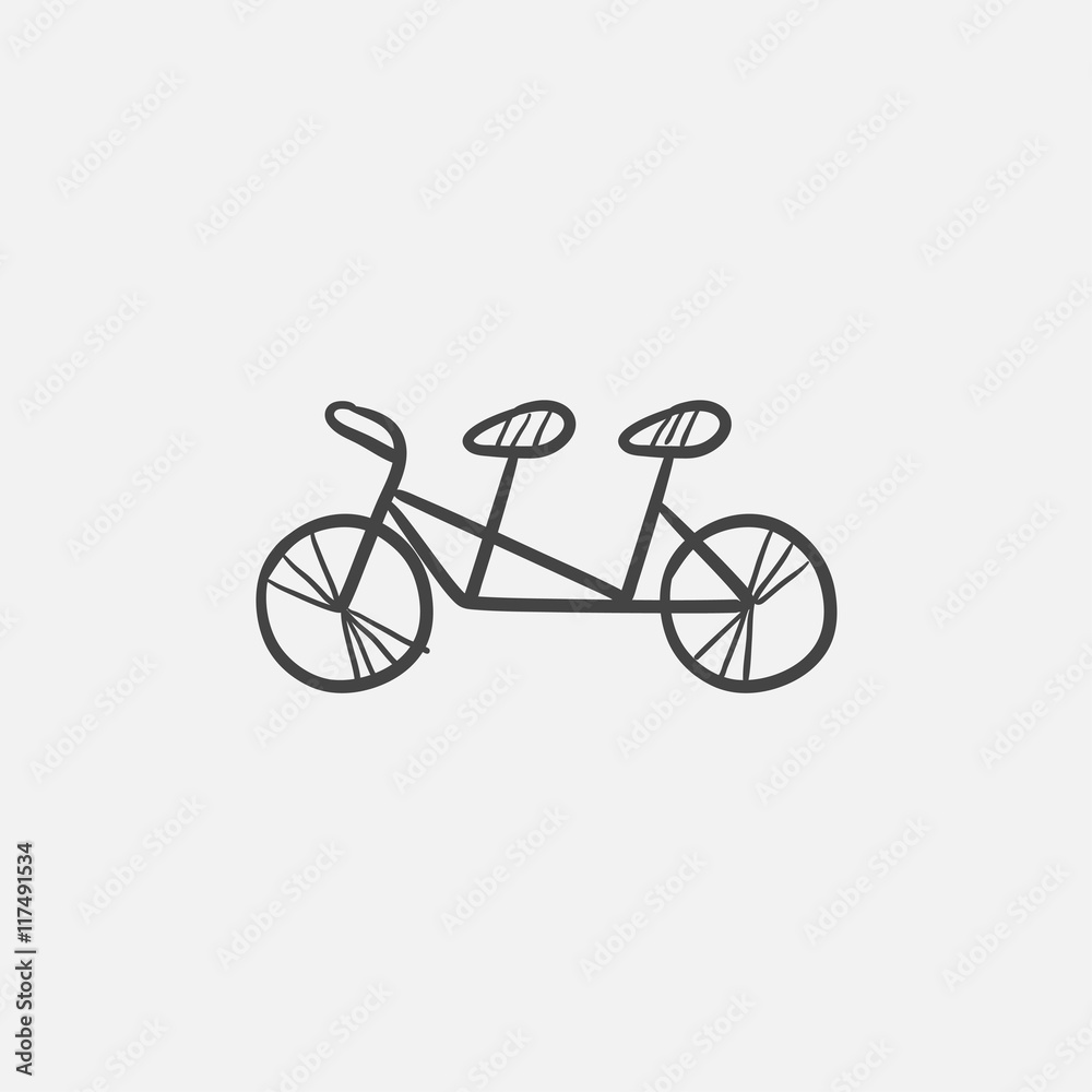Tandem bike sketch icon.