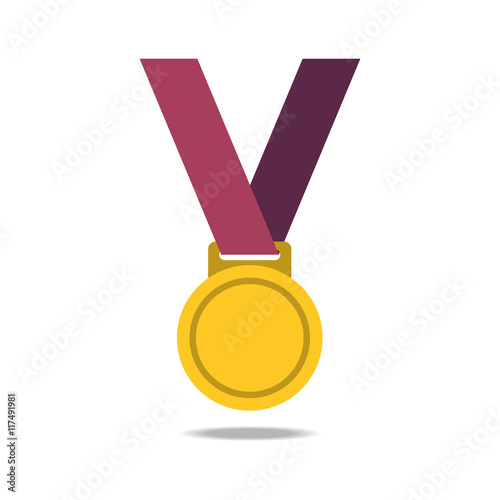 Gold blank award medals with ribbons. Medal vector. Gold medal icon. 