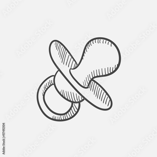 Baby pacifier sketch icon.