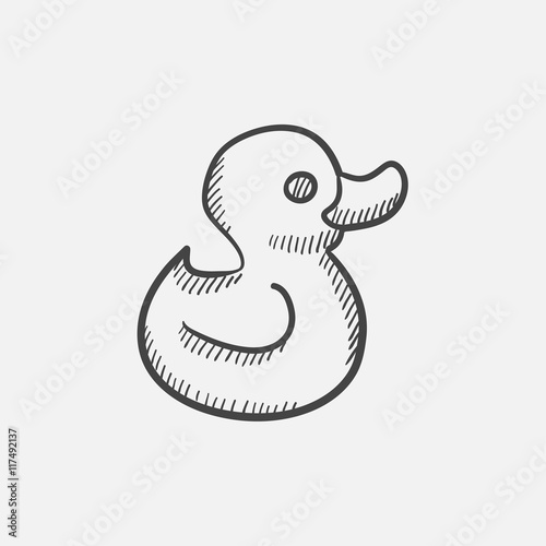 Bath duck sketch icon.