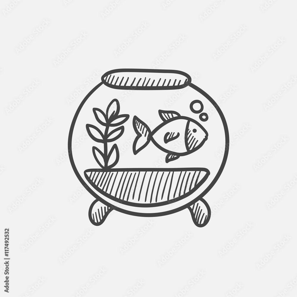 Fish in aquarium sketch icon. Fish in aquarium sketch icon.