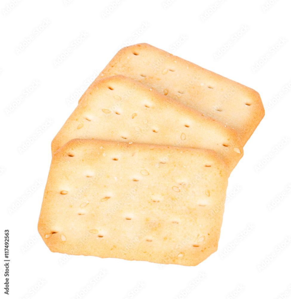 Biscuits with sesame seed on white background