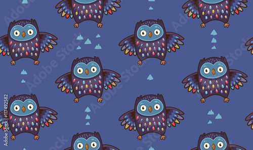Indian seamless pattern of owl in vector