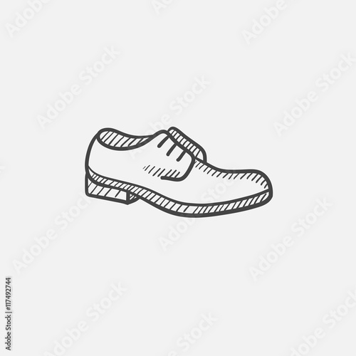 Shoe with shoelaces sketch icon.