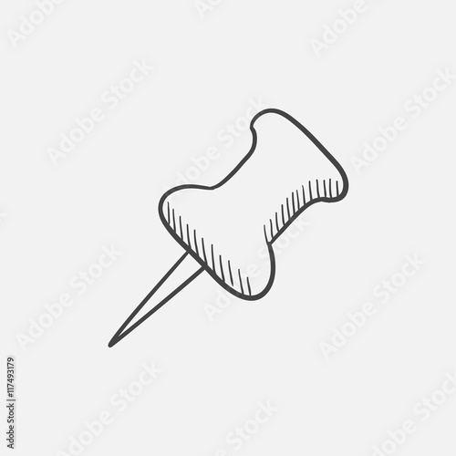Pushpin sketch icon.