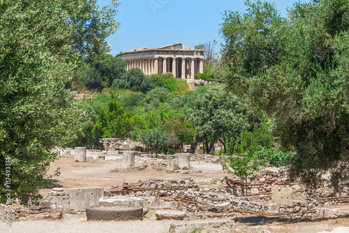 Beautiful view of the Ancient Agora of Athens, Greece.