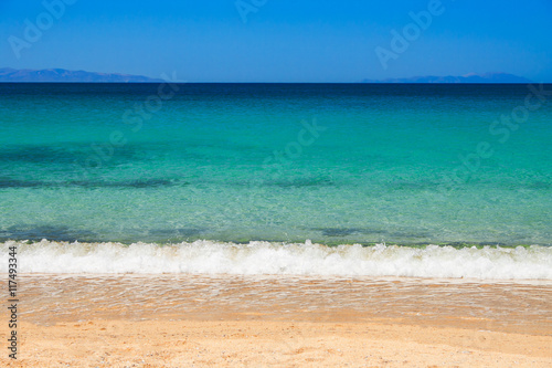 Beautiful Plaka beach on Naxos island, Greece. 