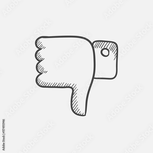 Thumbs down sketch icon.
