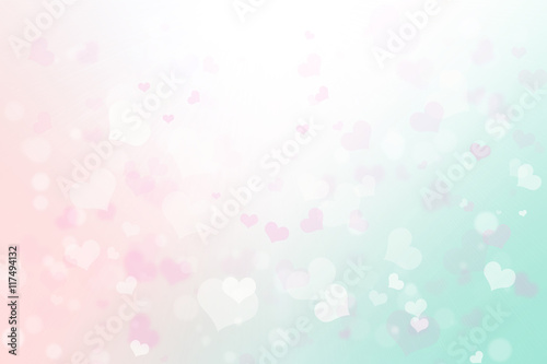 Blur pink white pastel hearts love bokeh wallpaper. Abstract blurred background valentine's day happy concept. Valentines Day Card of february. Glowing corazones red light gradient.