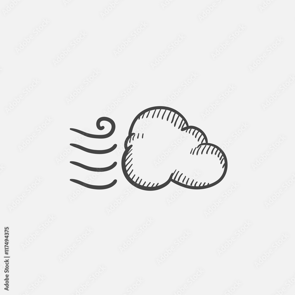 Windy cloud sketch icon. Stock Vector | Adobe Stock