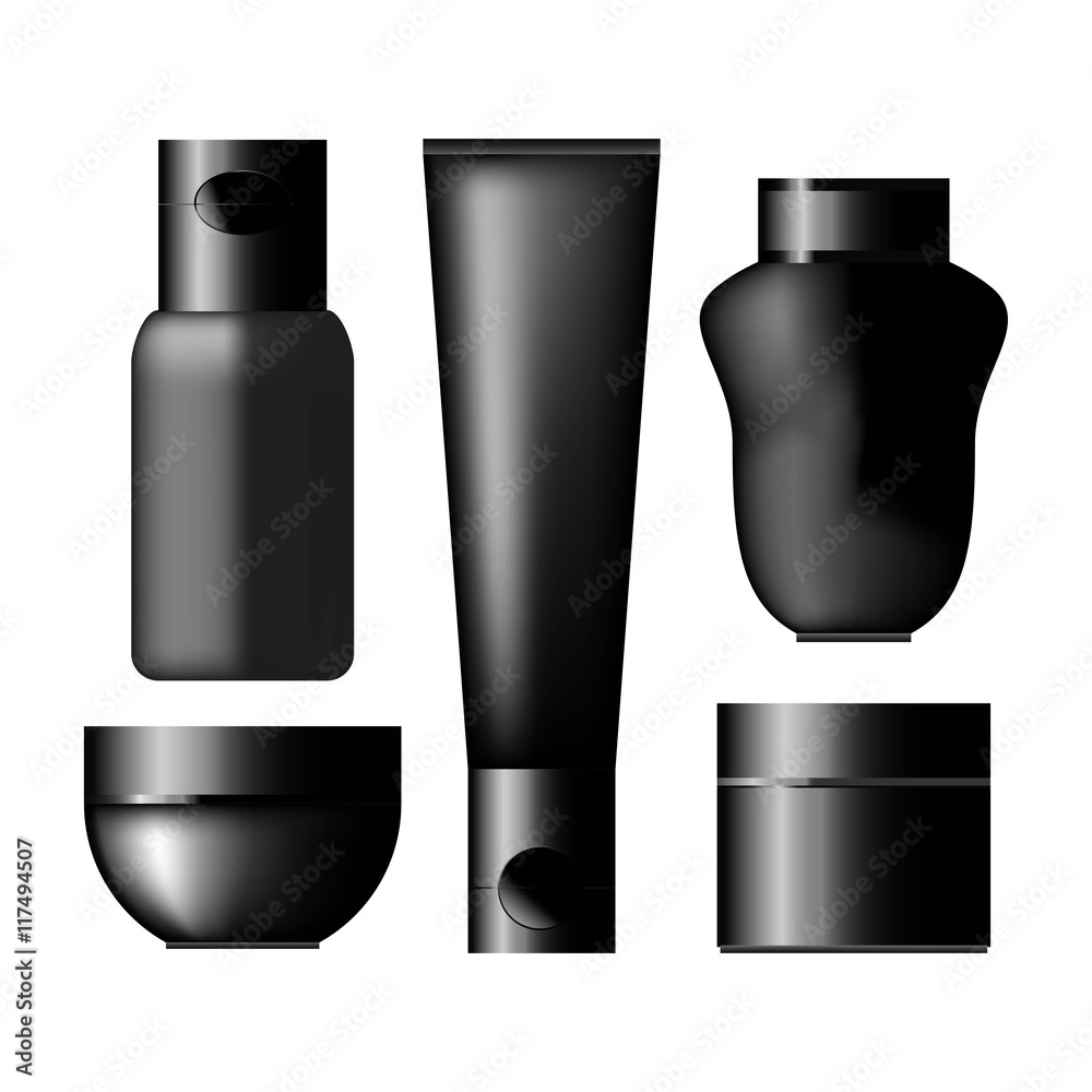 Blank cosmetic package collection set isolate on.white background Blank cosmetic package collection set isolate on.white background