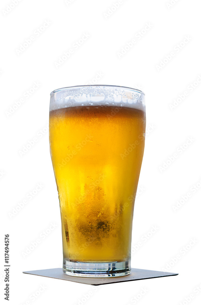 Glass of beer isolated on white background with clipping path Glass of beer isolated on white background with clipping path