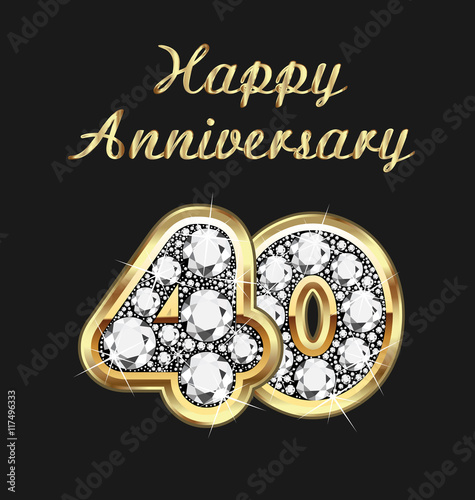 40 years anniversary birthday in gold and diamonds