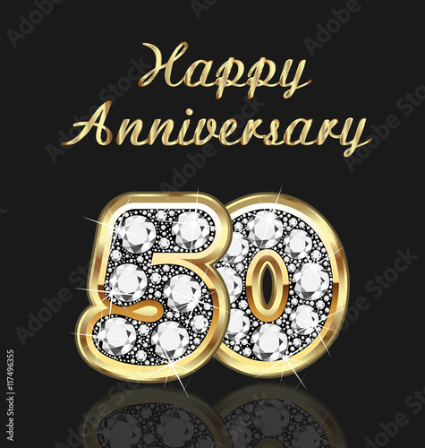 50 years anniversary birthday in gold and diamonds
