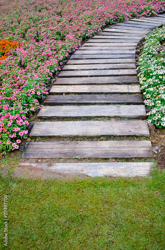 beautiful flower and walkway background at garden 