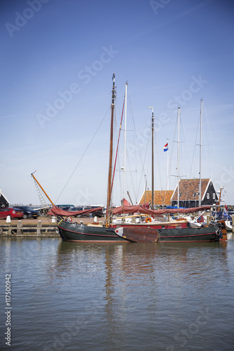 Old fishing green cottages on the island of Marken