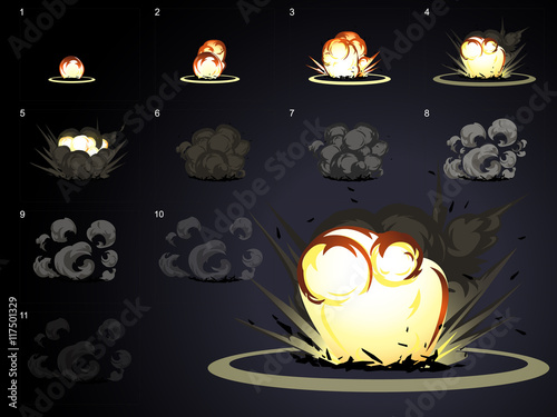 Big explosion effect animation.