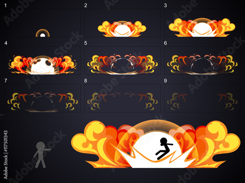 Explode effect animation.