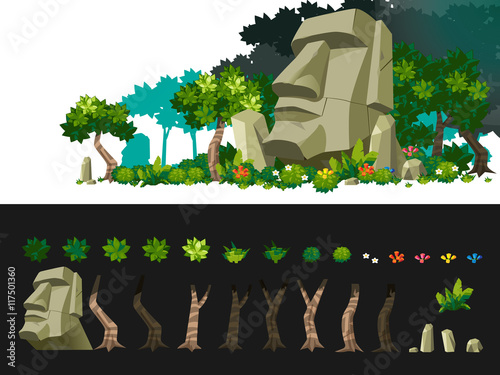 forest game stage. Seamless vector pattern.