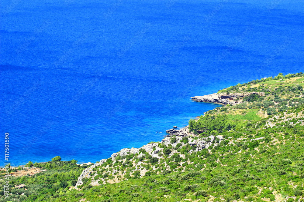 Beautiful coastline on peninsula Peljesac on Adriatic sea in Croatia