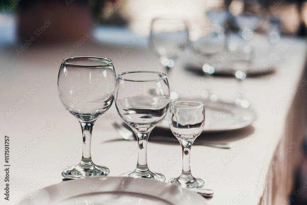 Empty glasses in restaurant Empty glasses in restaurant