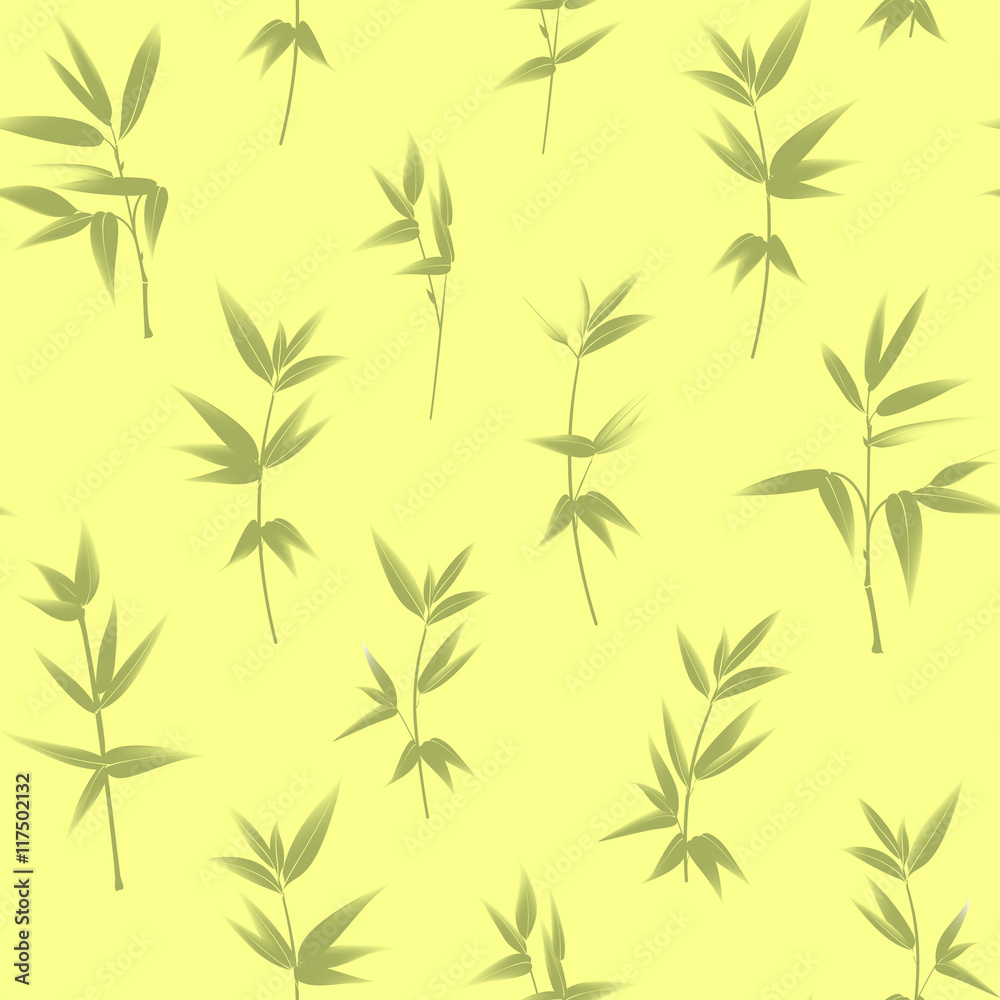 Naklejka premium Seamless wallpaper of bamboo leaves pattern.