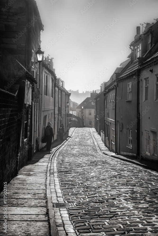 Whitby streetview in Yorkshire, England the UK