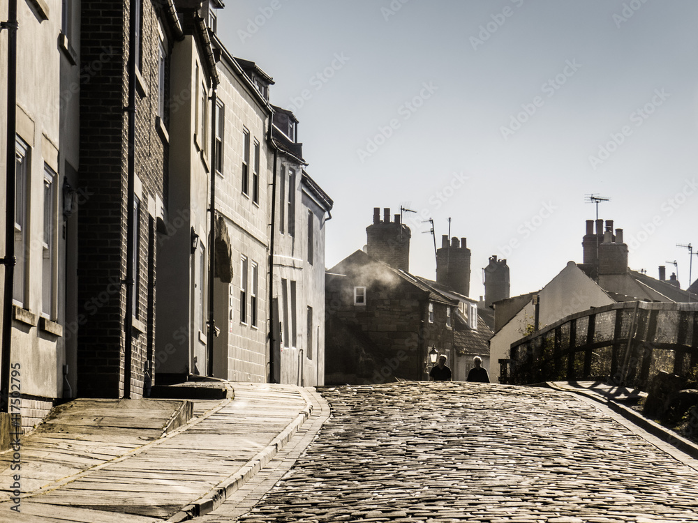 Whitby streetview in Yorkshire, England the UK