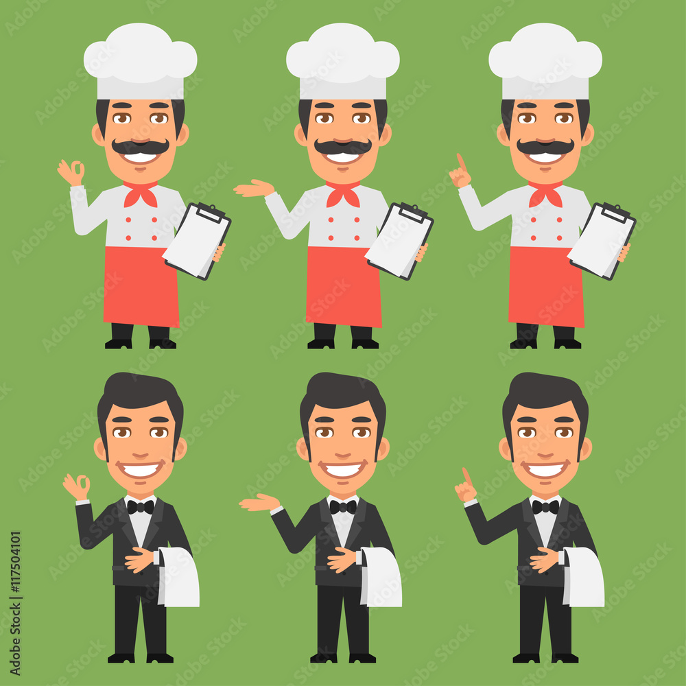 Chef and Waiter Shows and Indicates Chef and Waiter Shows and Indicates
