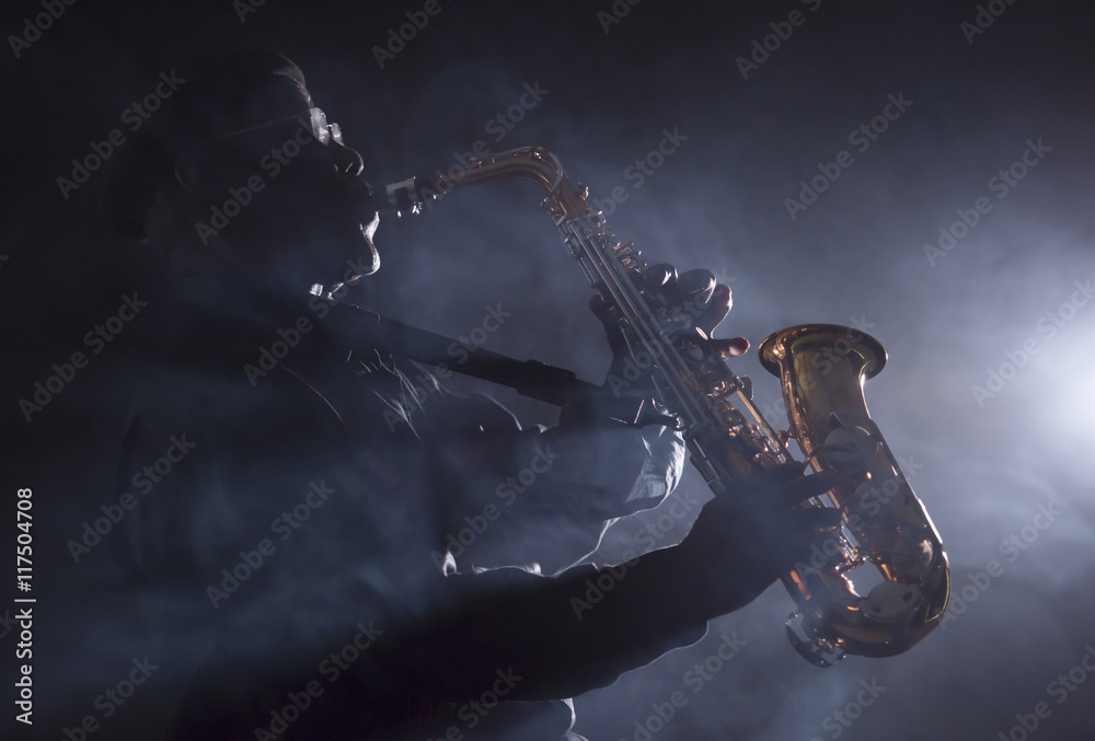 Obraz premium African American Jazz Musician Blues Club Preformer