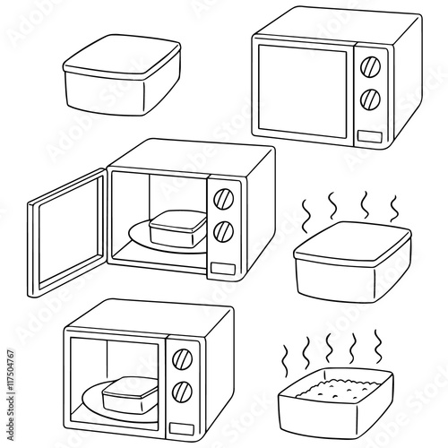 vector set of microwave oven