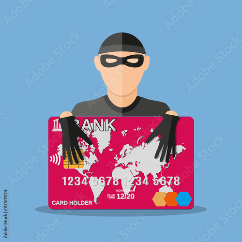thief with credit card vector illustration