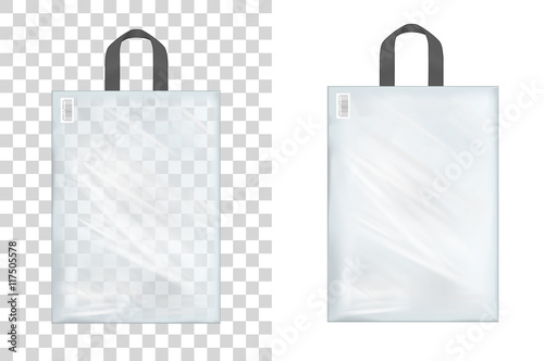 Transparent plastic shopping bag with with handle
