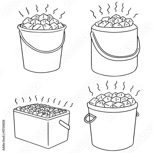 vector set of ice bucket