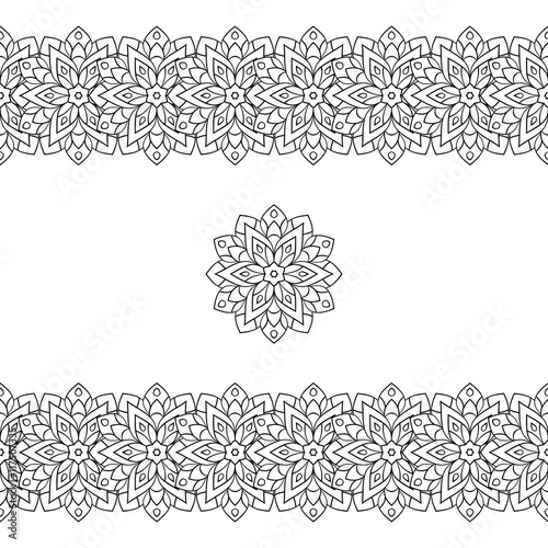 Horizontal black seamless ethnic pattern or tribal pattern. Vector illustration.