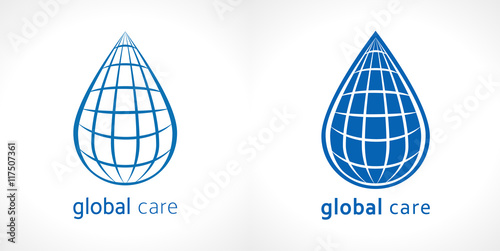Drop earth. Global business logo.