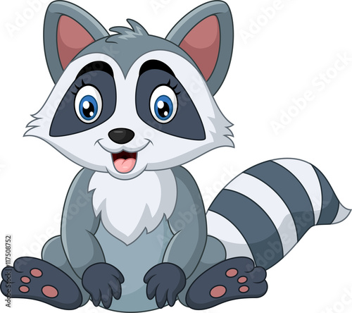 Cute raccoon sitting
