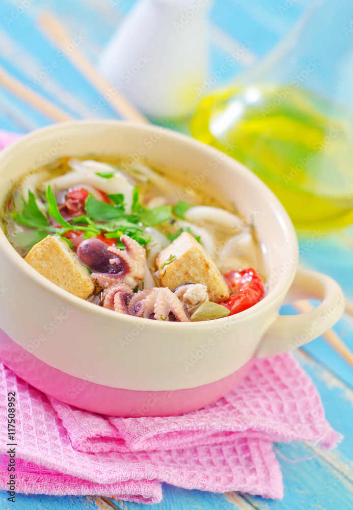 soup with noodles and seafood soup with noodles and seafood