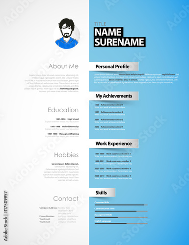 Creative cv template with paper stripes.